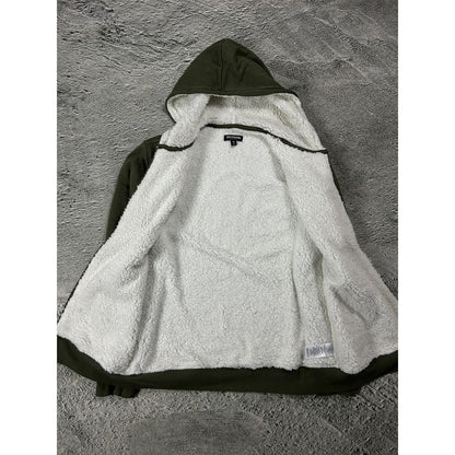 True Religion zip hoodie big logo vintage sherpa green Y2K