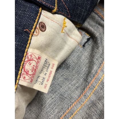 Evisu daicock pink jeans vintage raw denim Y2K big logo