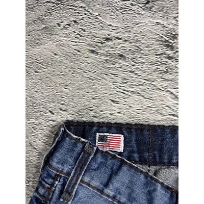 True Religion blue jeans white thick stitching Logan