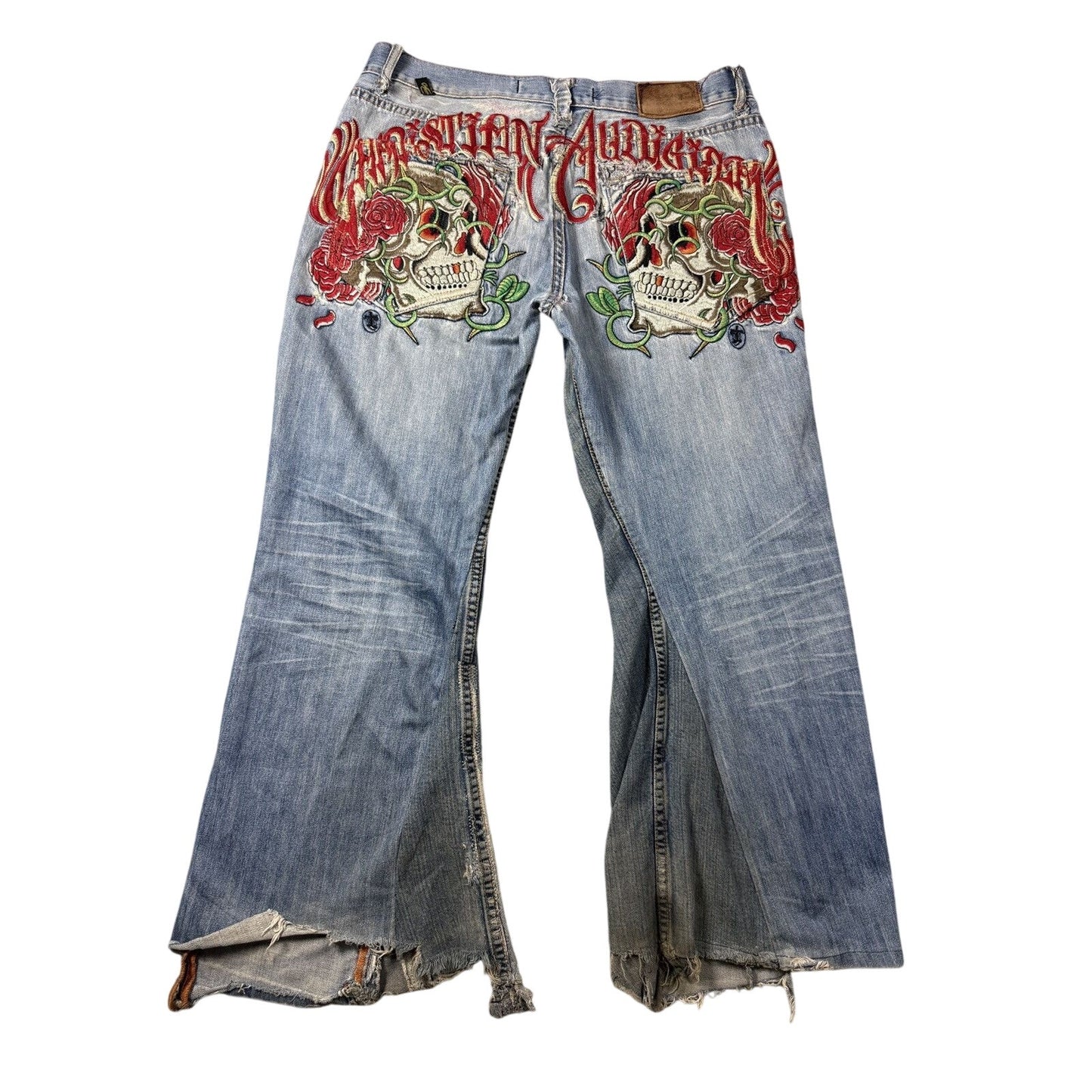 Ed Hardy Christian Audigier vintage jeans skeleton roses