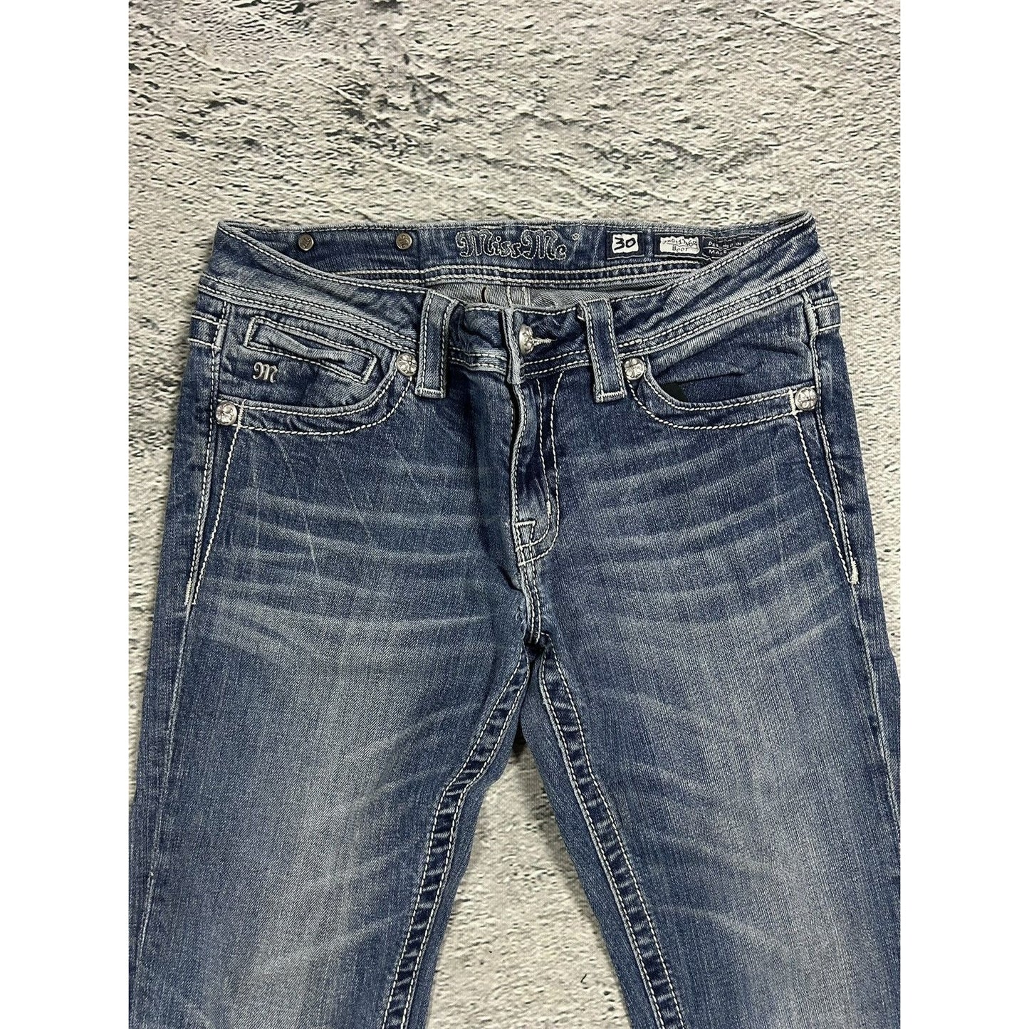Miss Me flared bootcut white stitching denim vintage y2k