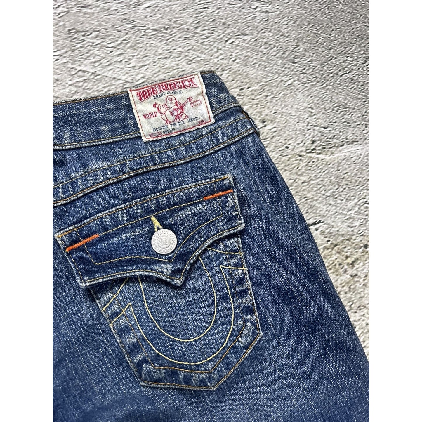 True Religion vintage blue denim shorts jorts