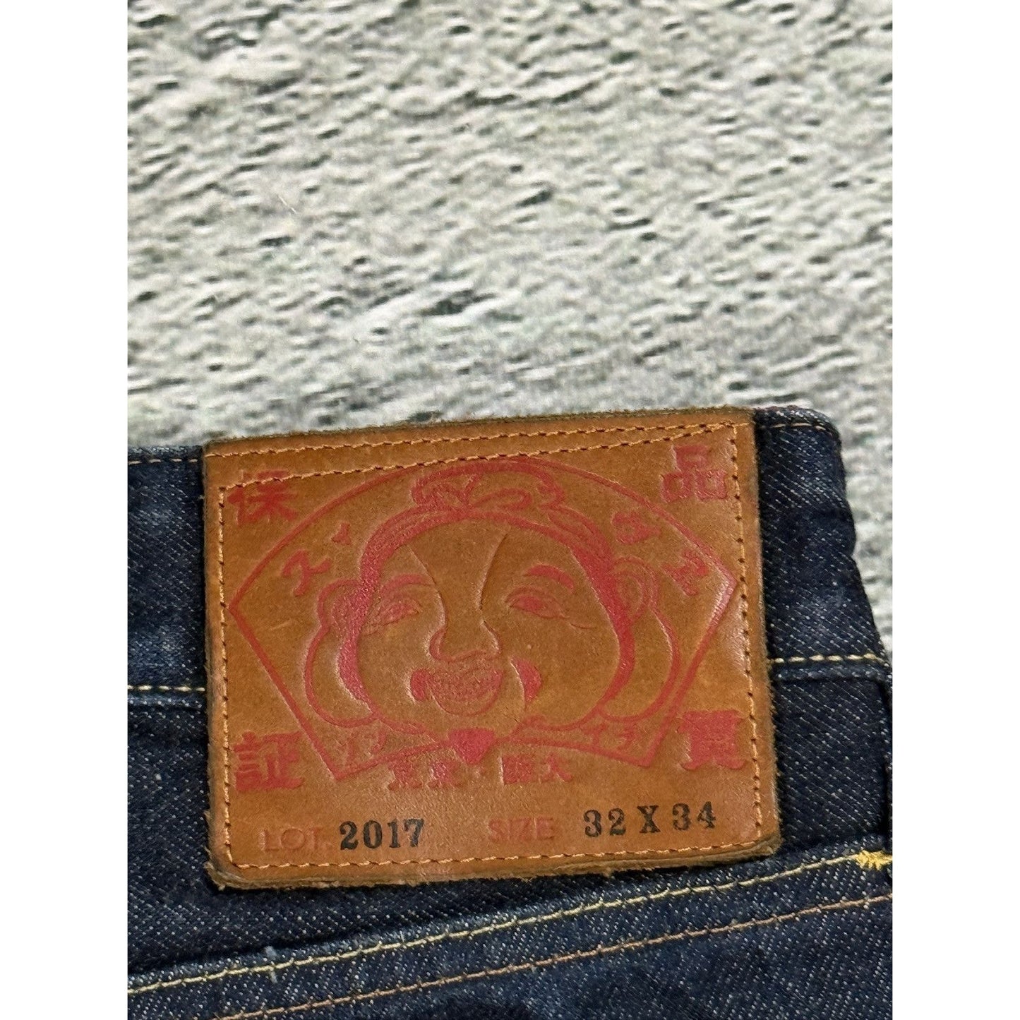 Evisu jeans vintage embroidery seagull logo selvedge red