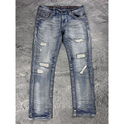 Rock Revival vintage baby blue jeans Y2K straight jamon