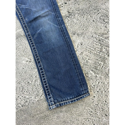 True Religion blue jeans white thick stitching Y2K
