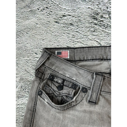 True Religion grey jeans black contrast stitching Billy Y2K