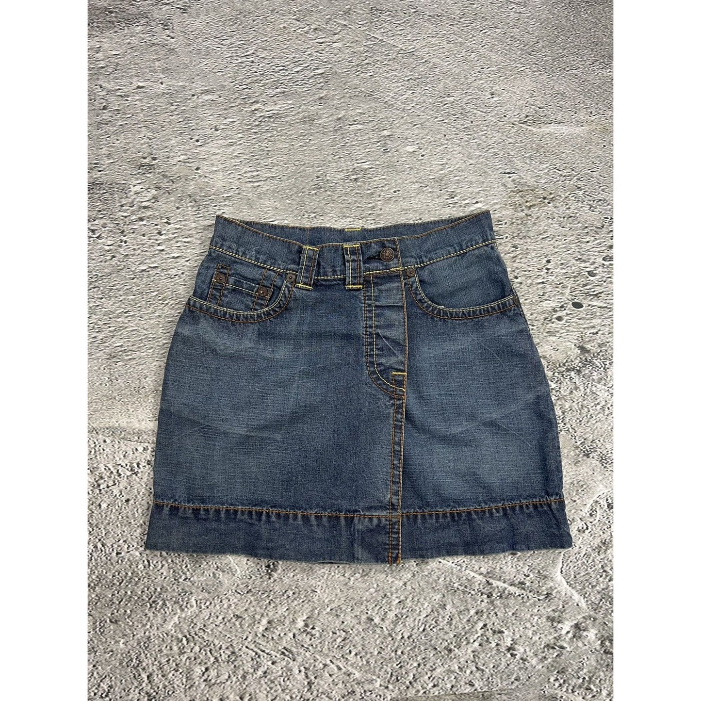 Evisu skirt mini vintage denim red seagulls Y2K