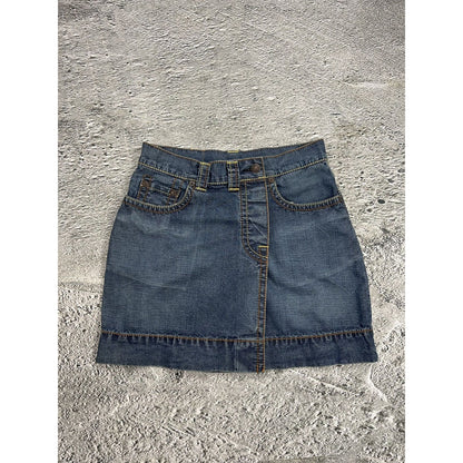 Evisu skirt mini vintage denim red seagulls Y2K