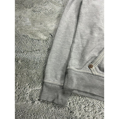 True Religion vintage grey zip hoodie white thick stitching Y2K