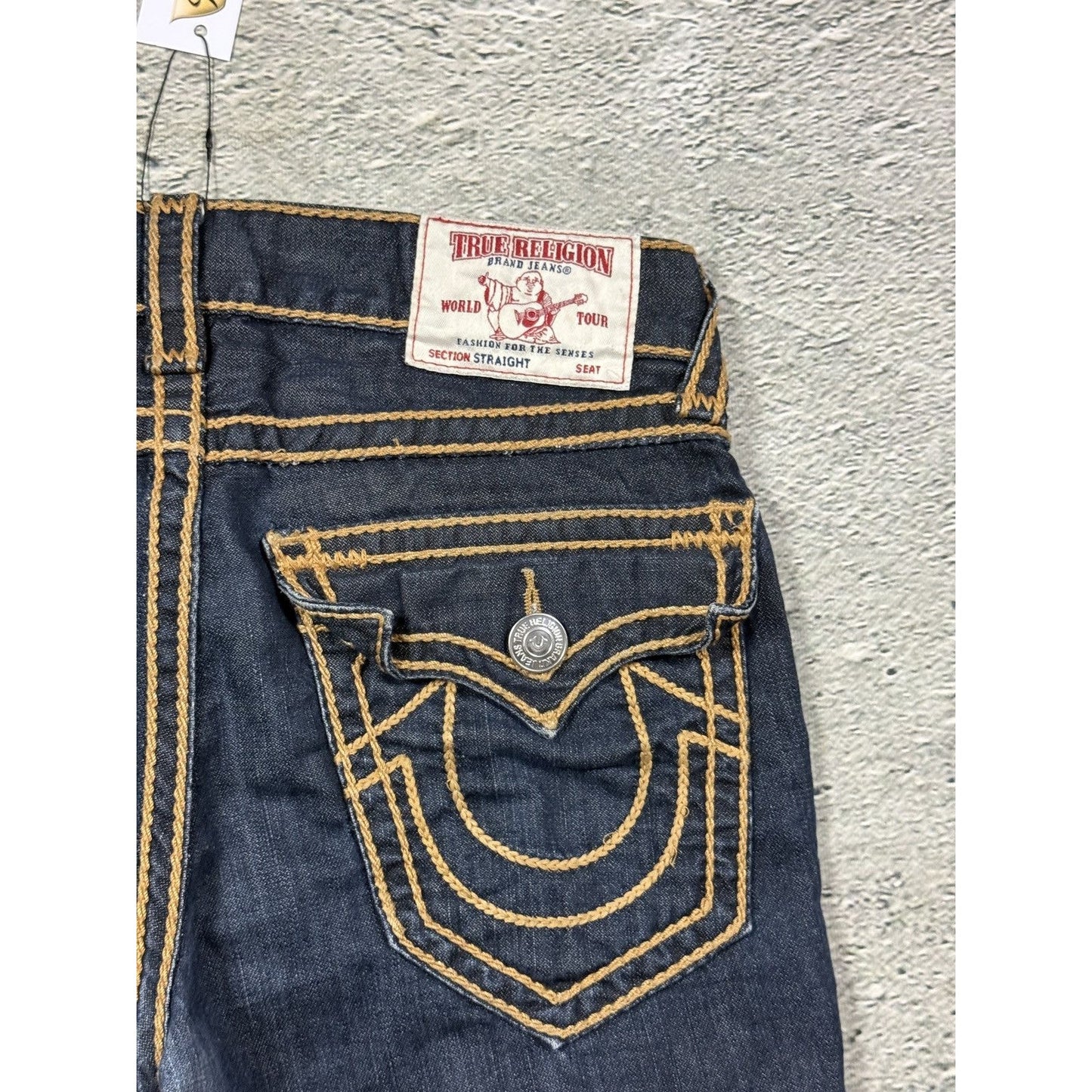 True Religion vintage Rope stitch navy raw denim golden