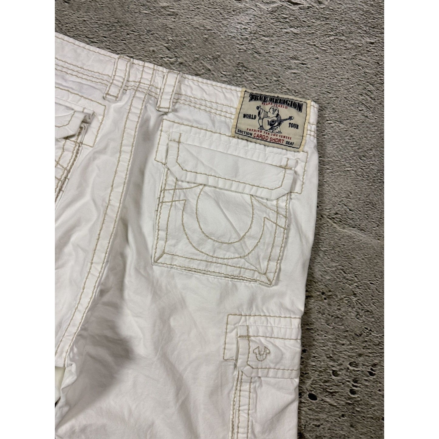 True Religion Cargo White jorts denim shorts
