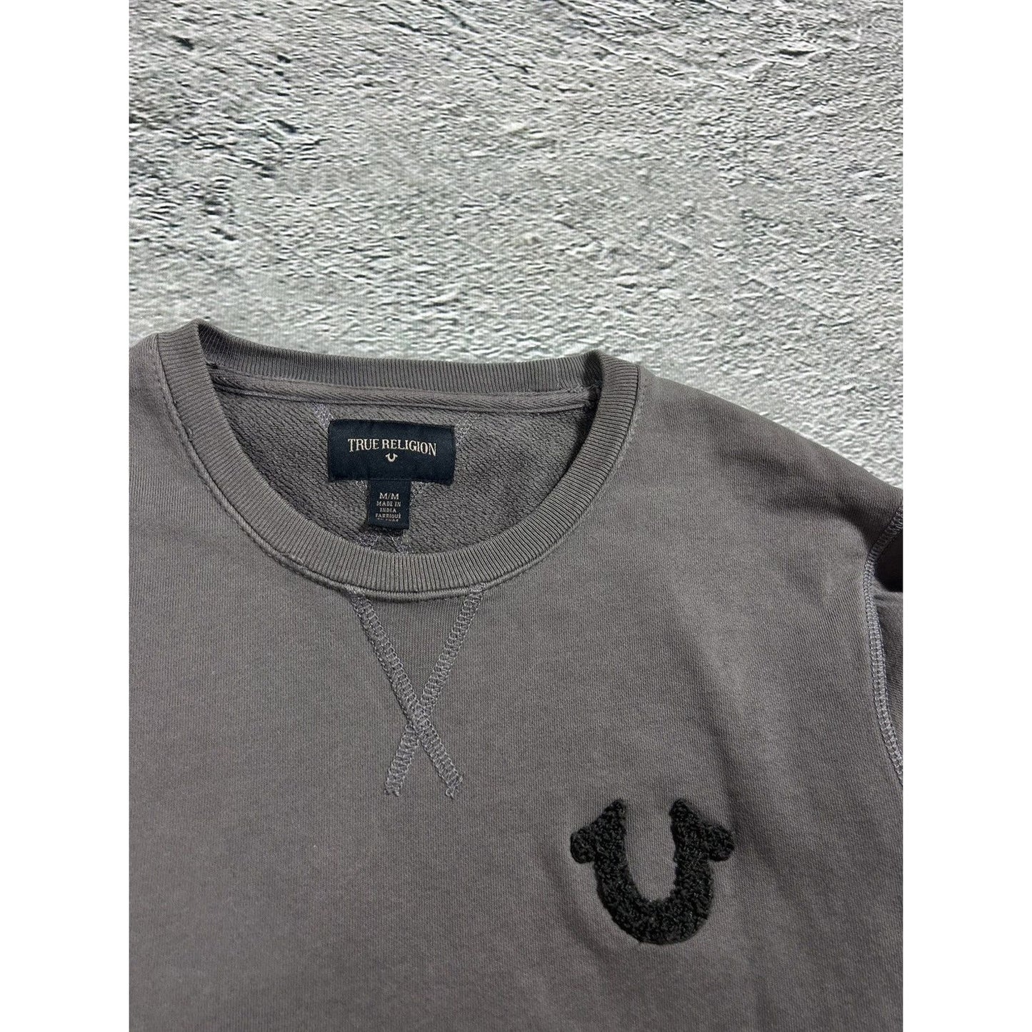 True Religion sweatshirt vintage horseshoe Y2K grey black