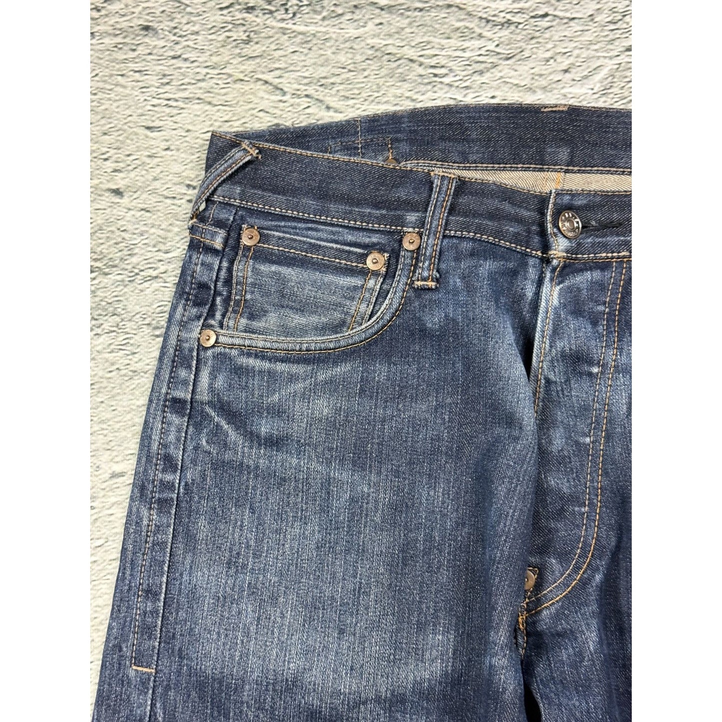 Evisu jeans red logo selvedge navy raw denim vintage