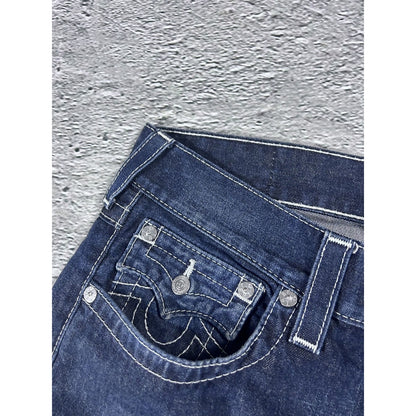 True Religion blue jeans thick stitching straight Y2K