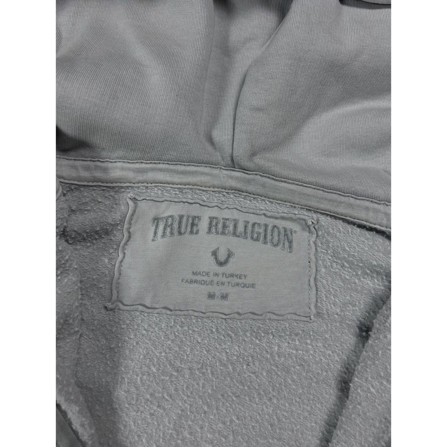 True Religion zip hoodie grey rhinestones logo horseshoe Y2K