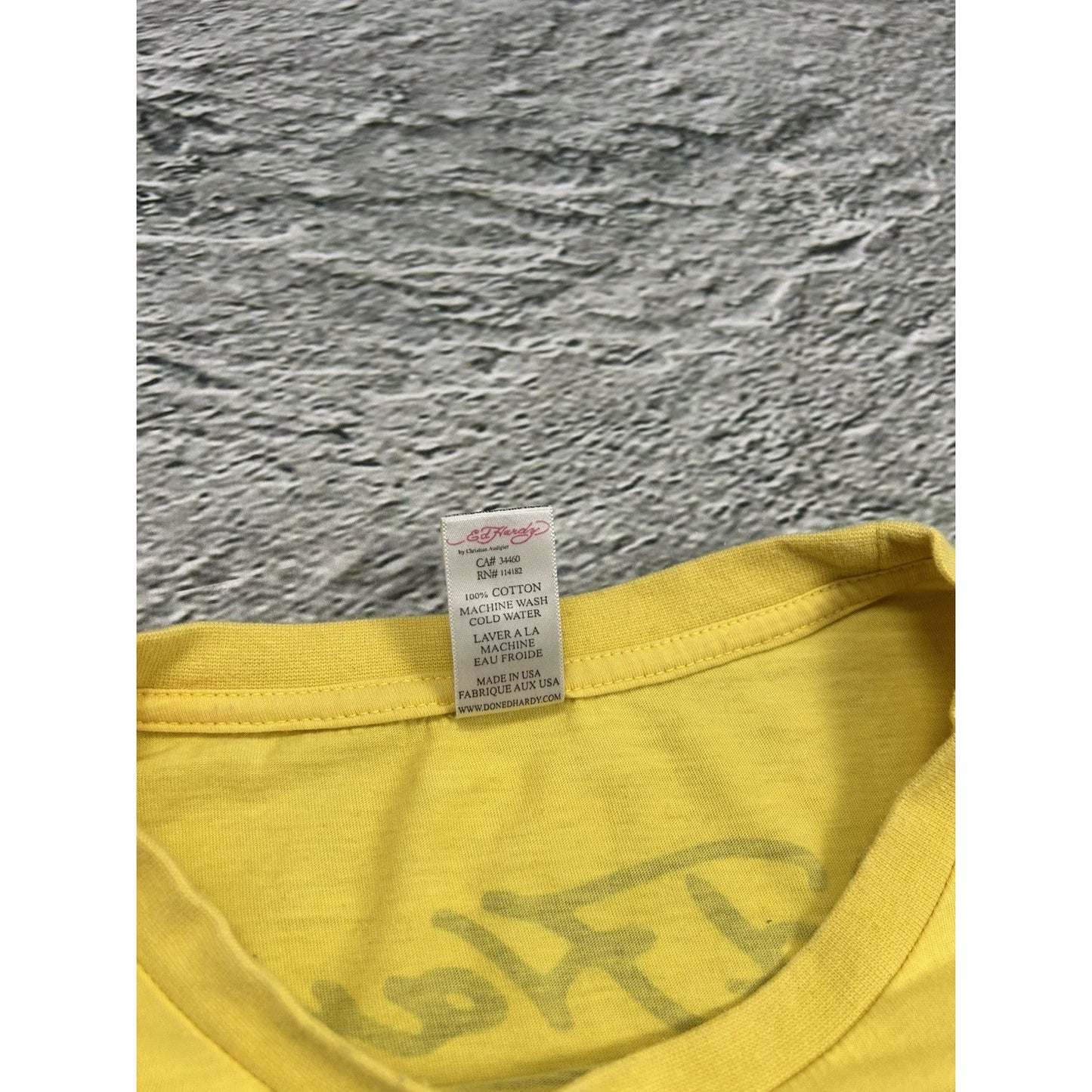 Ed Hardy Christian Audigier vintage yellow T-shirt big logo
