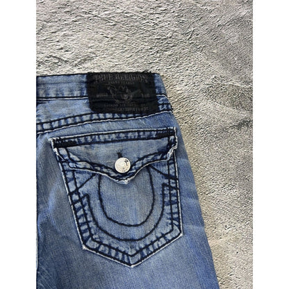 True Religion jeans blue black stitching Ricky Y2K