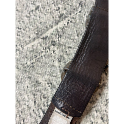 Dolce & Gabbana leather belt big buckle Y2K brown