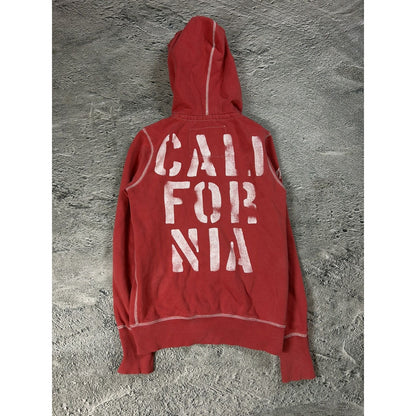 True Religion zip hoodie red/pink California big logo hood