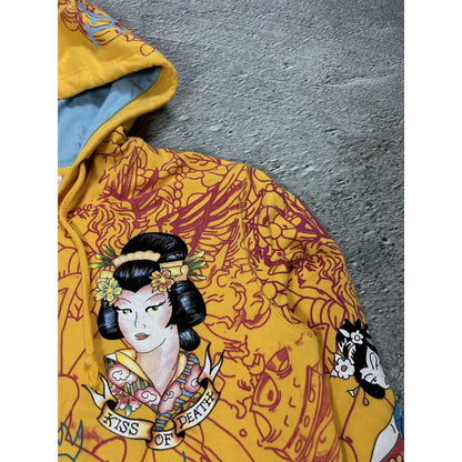 Ed Hardy zip hoodie yellow vintage Y2K Christian Audigier