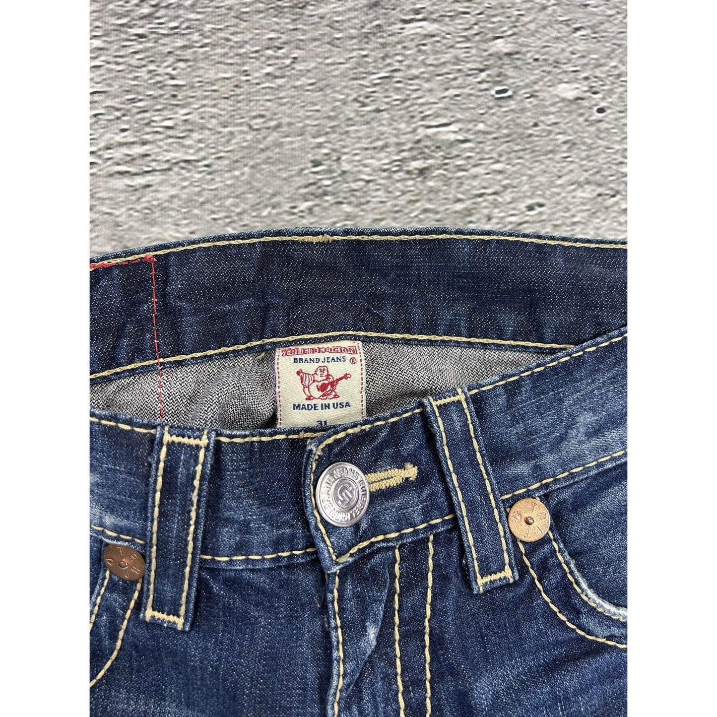 True Religion vintage blue jeans Rainbow Ricky thick stitch
