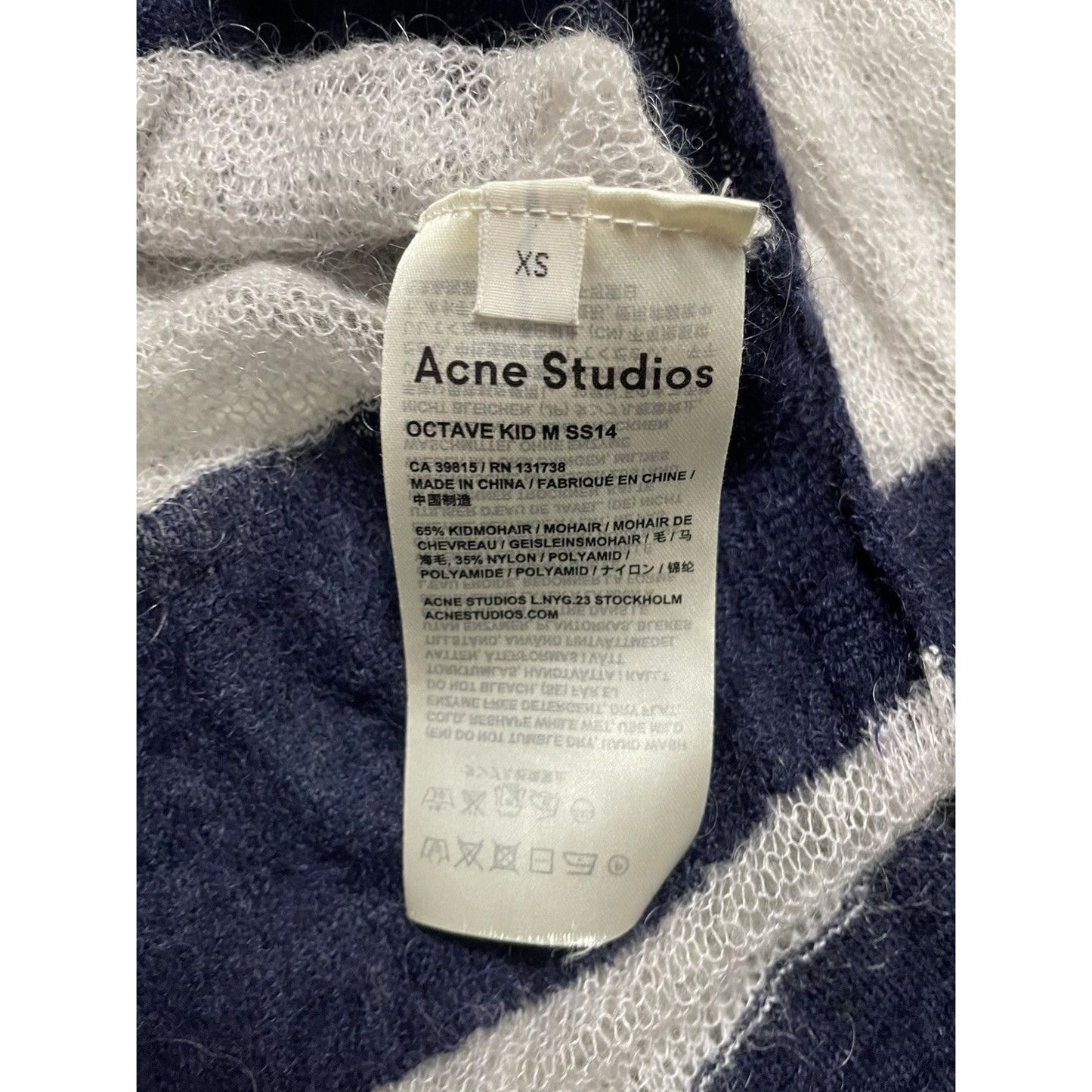 Acne Studios Mohair Sweater Octave SS14 Striped Navy White