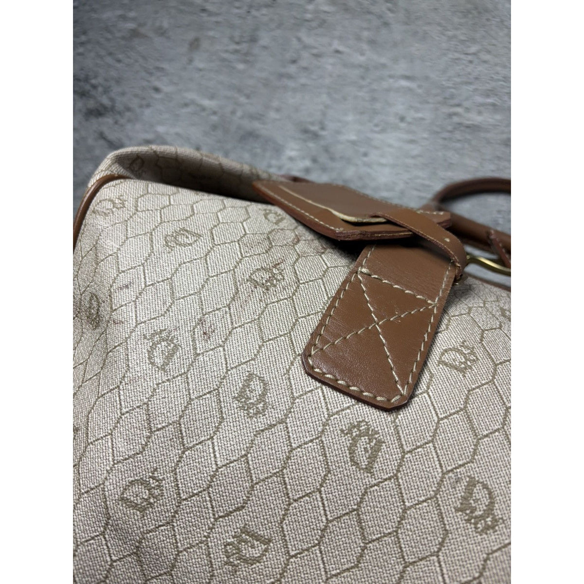 Christian Dior Duffle Bag 80s beige brown honeycomb