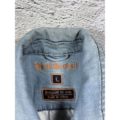 Rock Revival denim jacket blue white stitching vintage