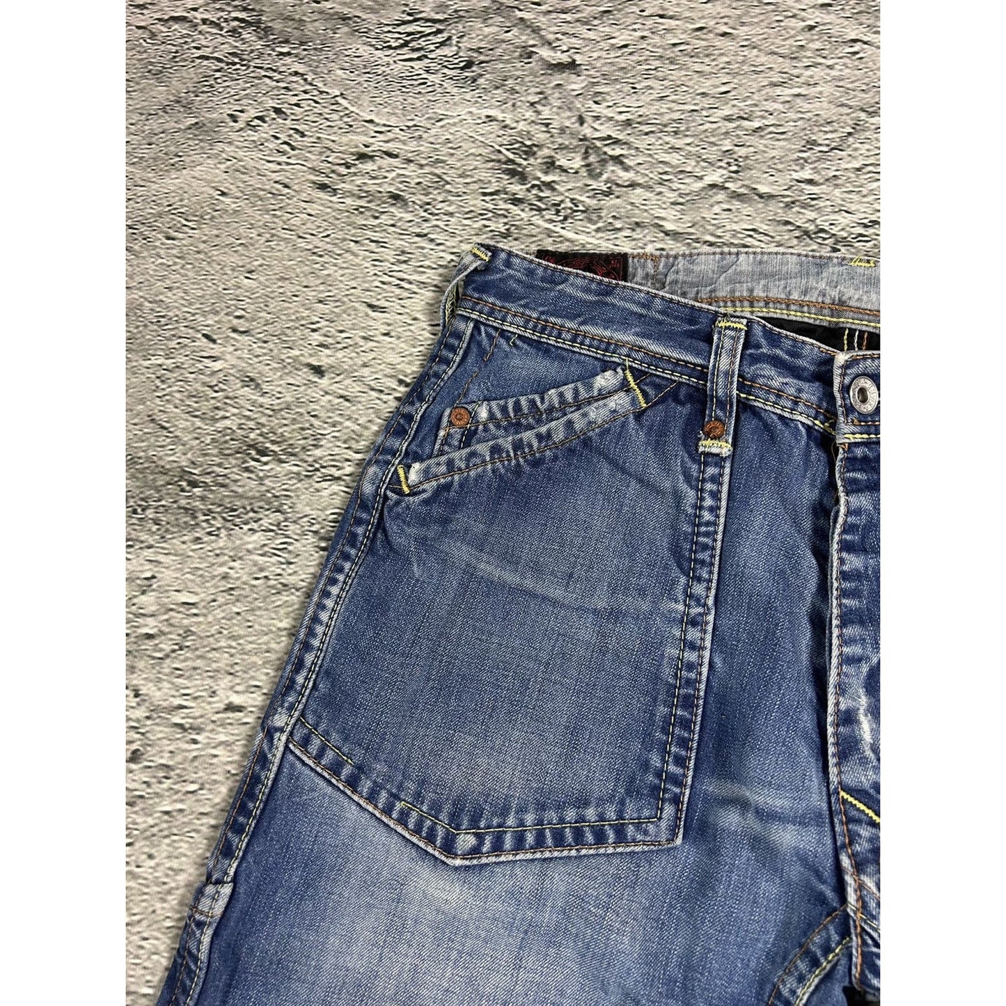 Evisu EU ED jeans vintage denim pants cargo navy blue Y2K