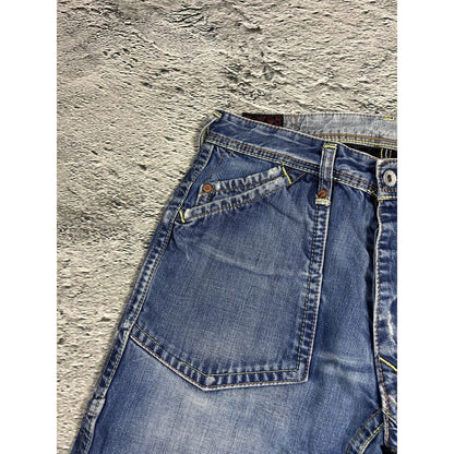 Evisu EU ED jeans vintage denim pants cargo navy blue Y2K