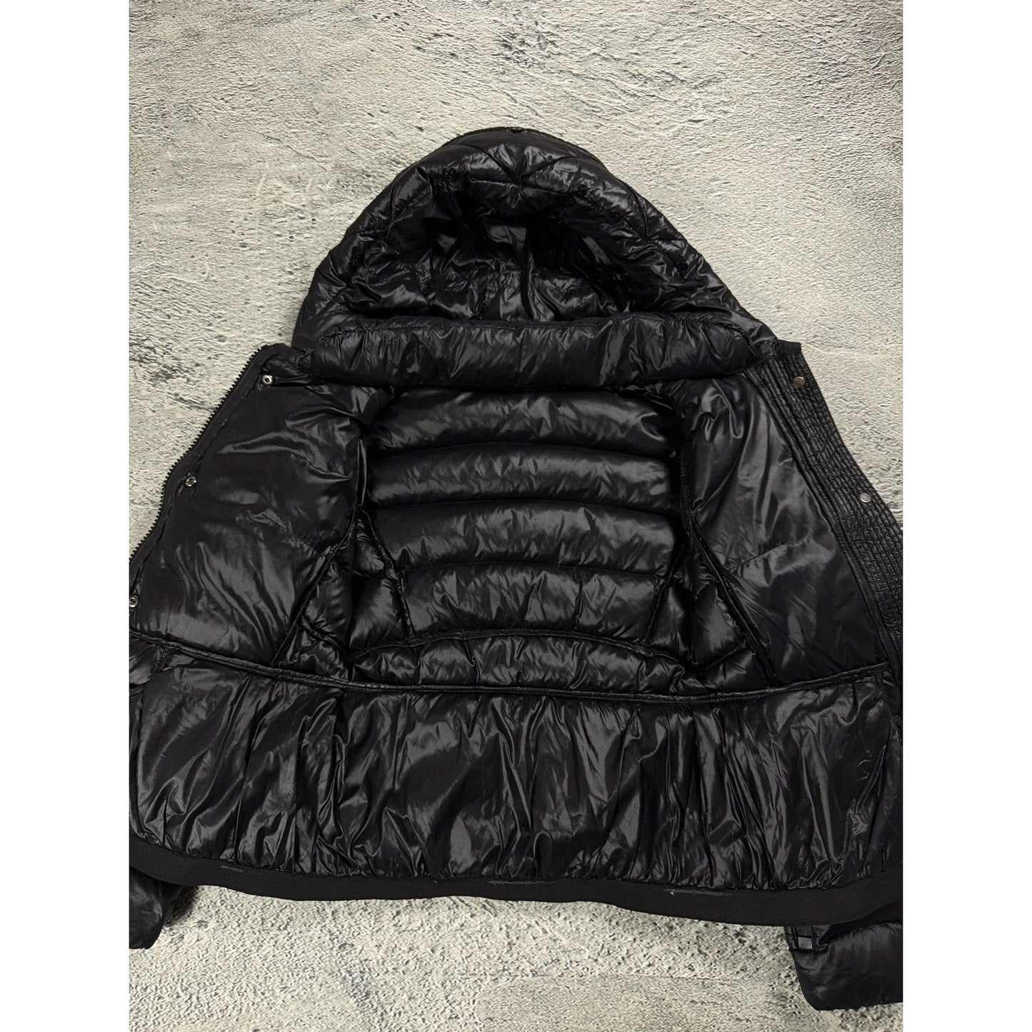 Moncler puffer jacket black hooded sample