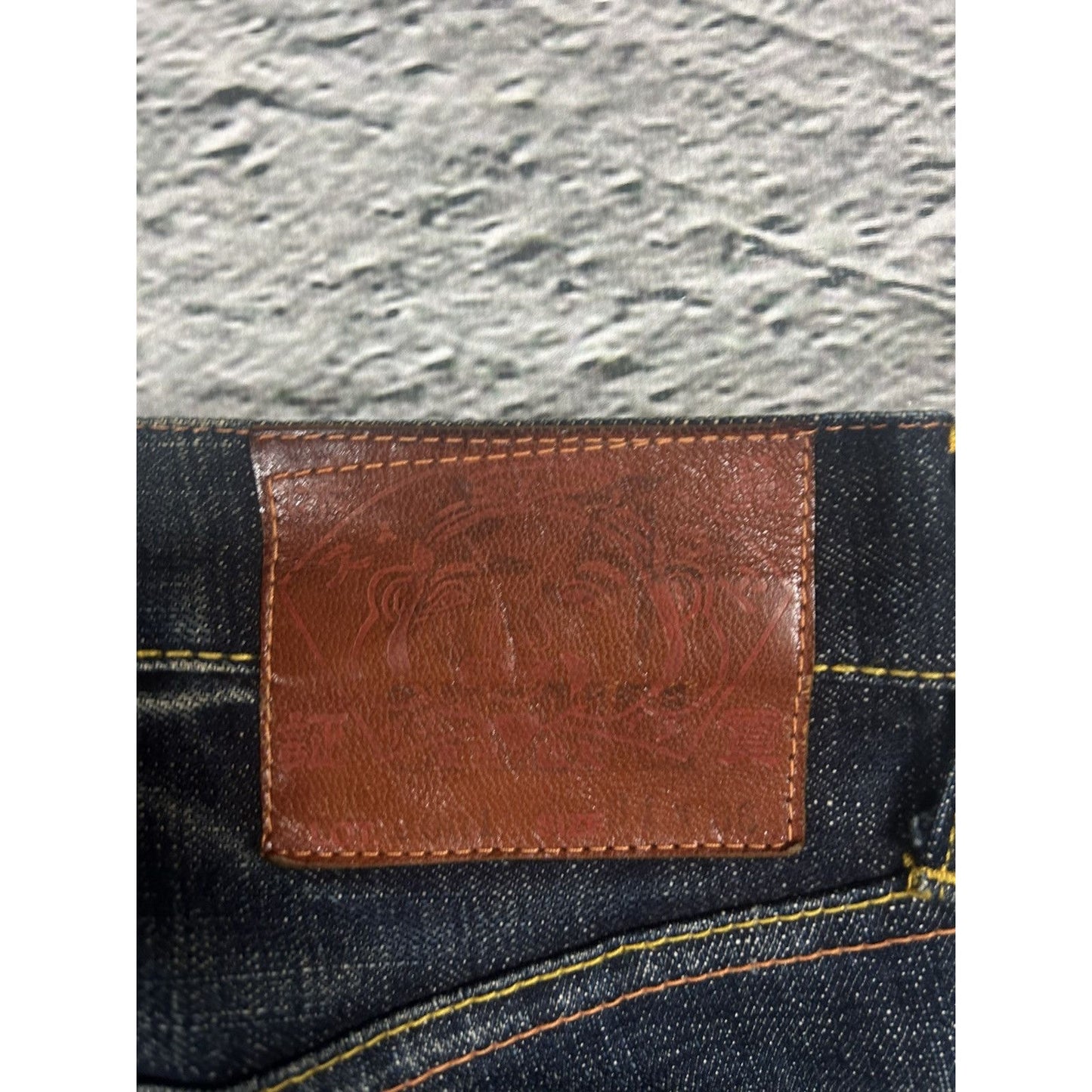 Evisu jeans white daicock big logo blue selvedge denim
