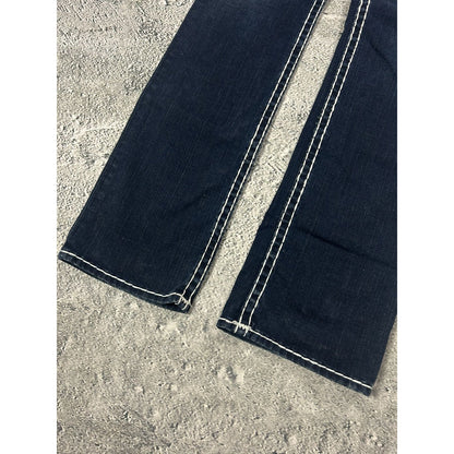 True Religion navy blue jeans white thick stitching Billy