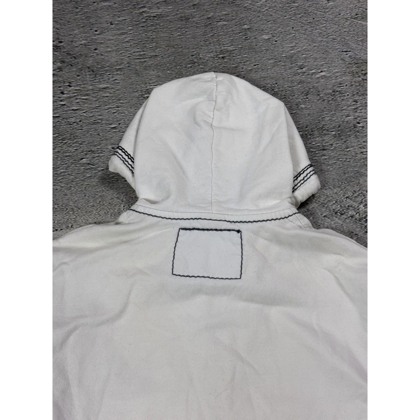 True Religion zip hoodie vintage white thick stitching Y2K