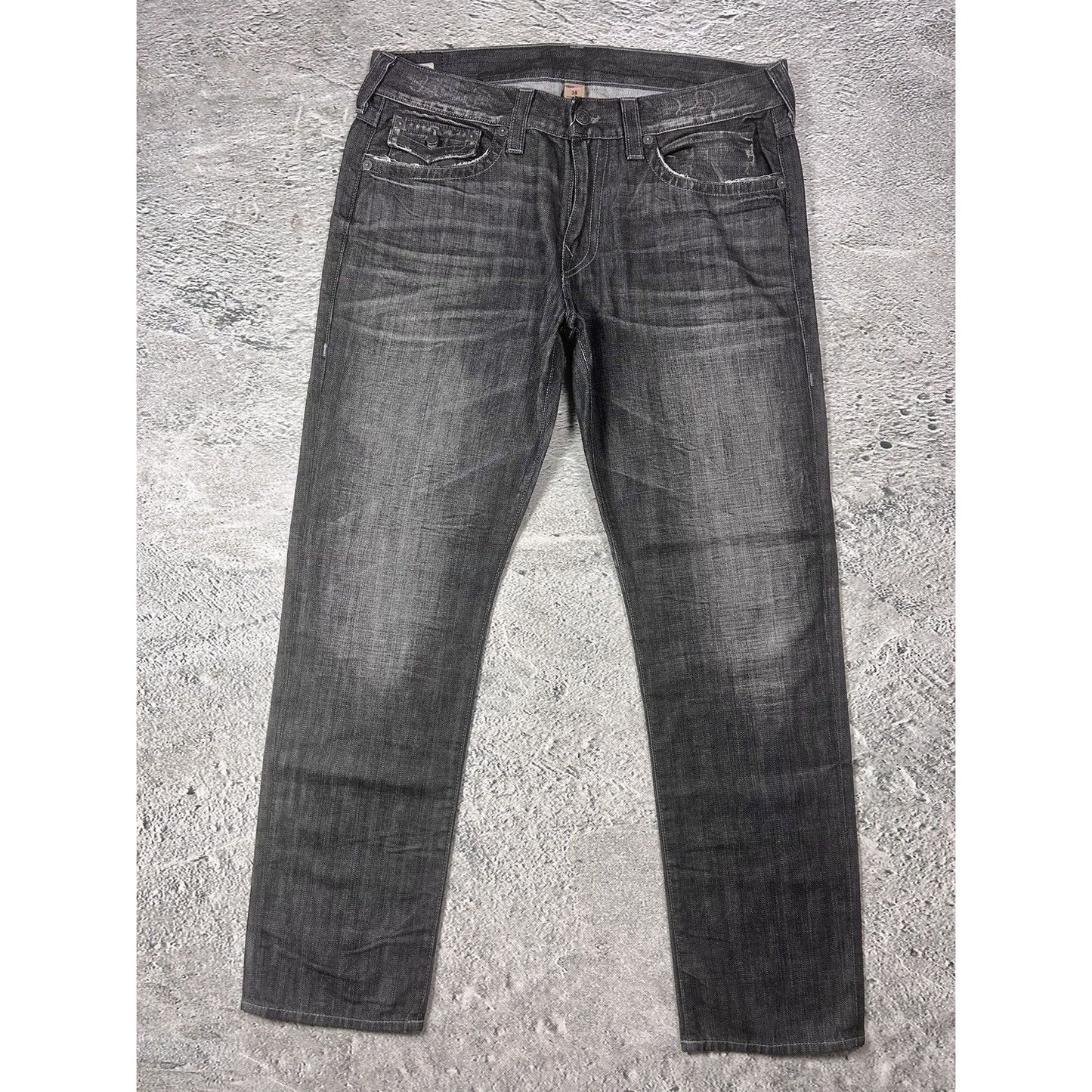 True Religion black dark grey jeans geno reflective