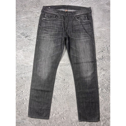 True Religion black dark grey jeans geno reflective