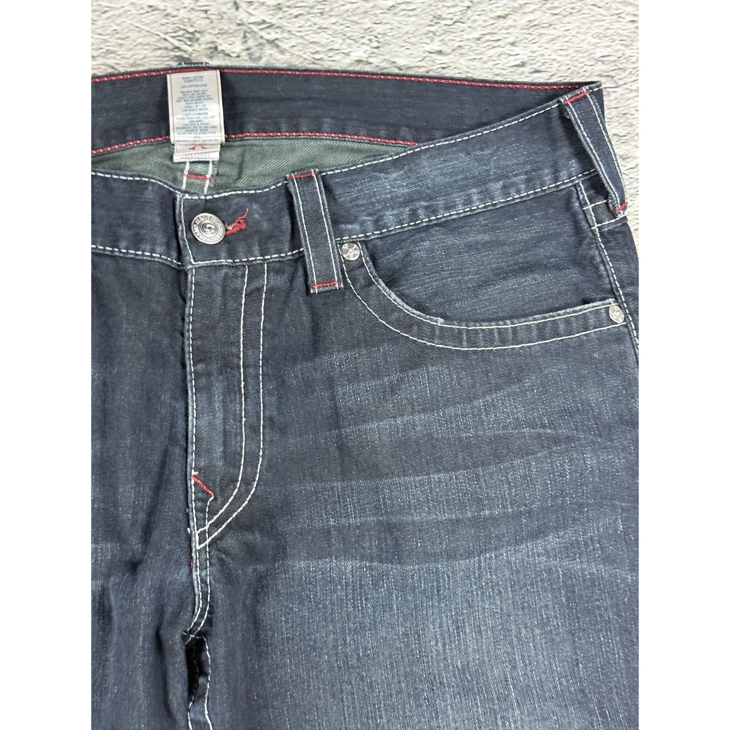 True Religion jeans straight denim red rope stitching