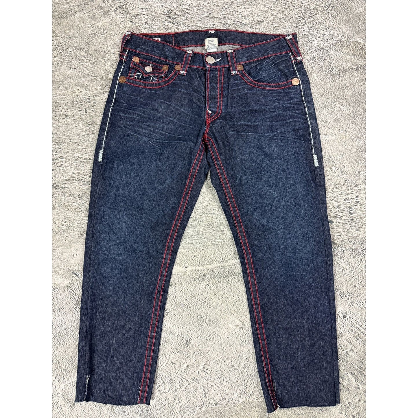 True Religion jeans straight vintage denim pants navy red
