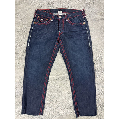 True Religion jeans straight vintage denim pants navy red