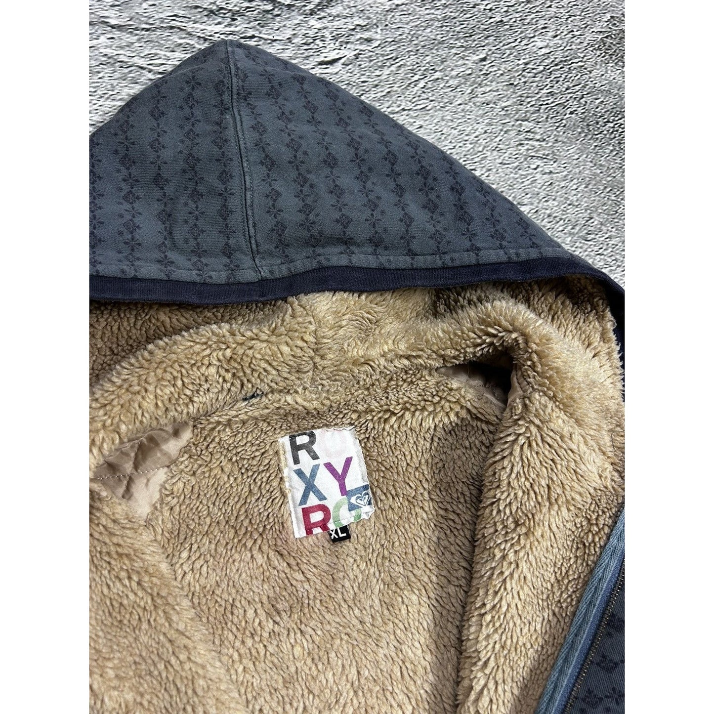 Roxy Y2K vintage zip hoodie grey fur Quiksilver