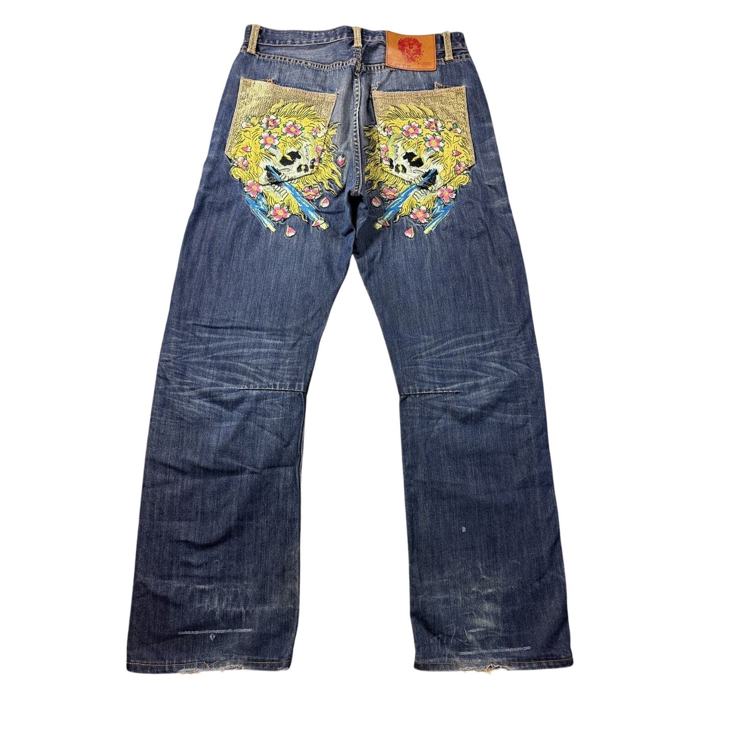 Ed Hardy vintage jeans skull embroidered big logo pants