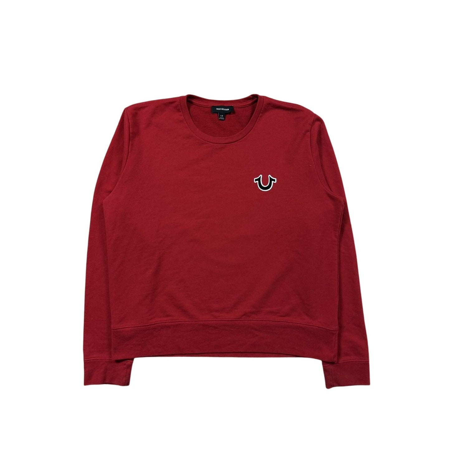 True Religion Red Crewneck big logo horseshoe Boxy
