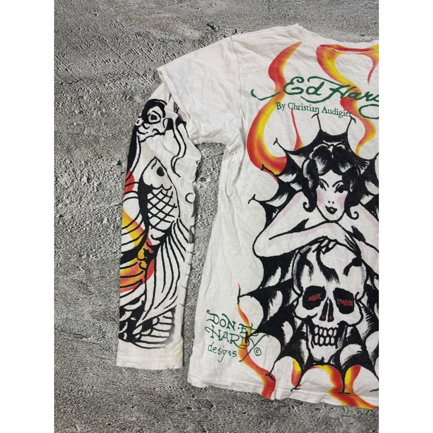 Ed Hardy Christian Audigier vintage white longsleeve t-shirt