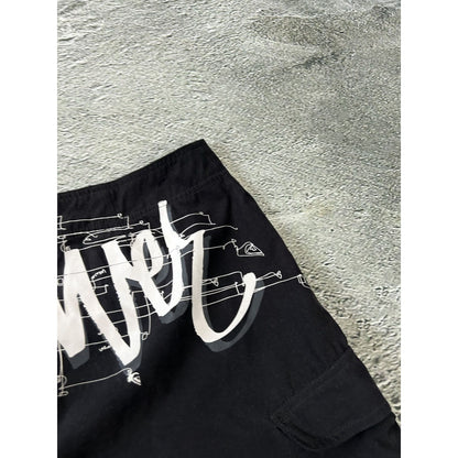 Quiksilver shorts black Y2K vintage fullprint graffiti surf