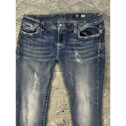 Miss Me flared bootcut white stitching denim vintage y2k