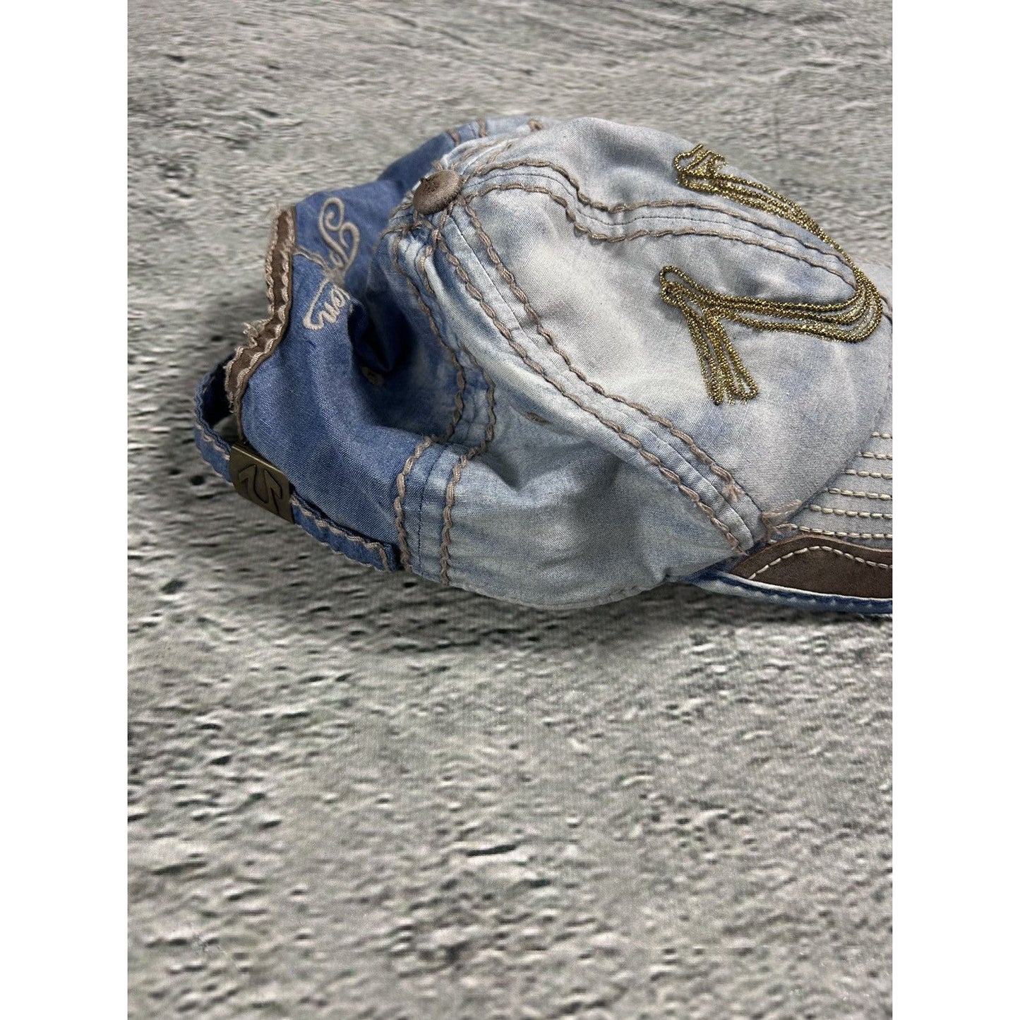 True Religion hat vintage baby blue cap Y2K big logo