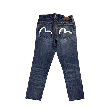 Evisu jeans blue vintage seagull logo white