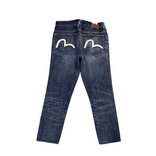 Evisu jeans blue vintage seagull logo white