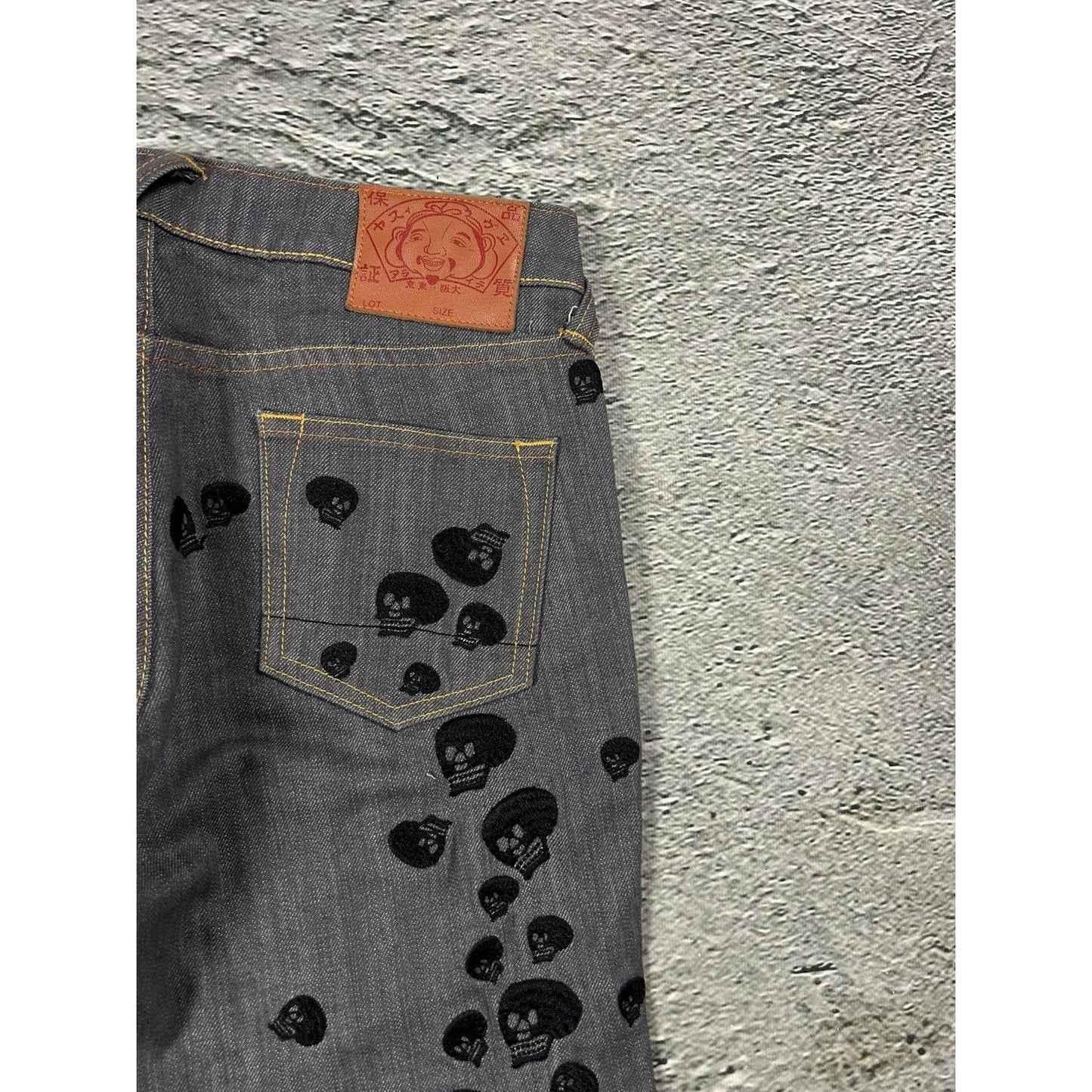 Evisu vintage daicock skull logo grey jeans black