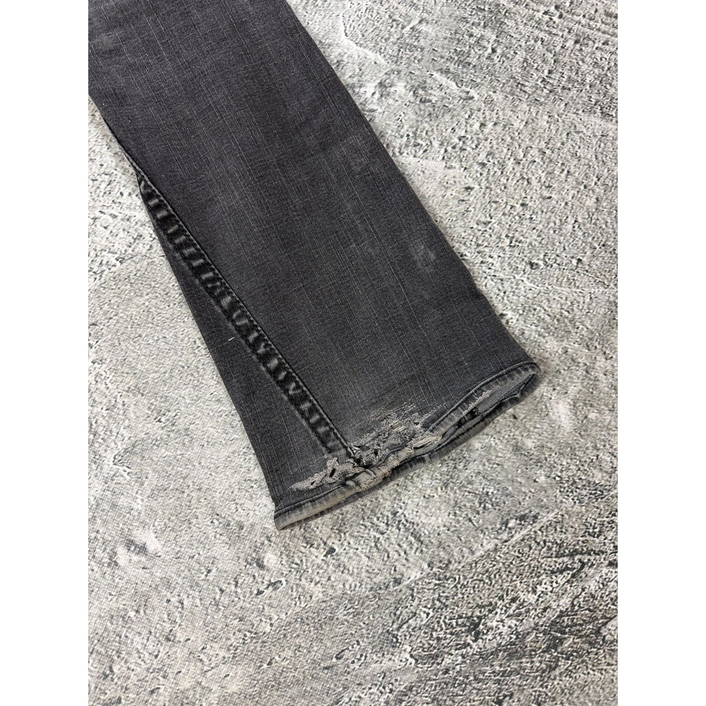 True Religion jeans grey black thick stitching flared Joey